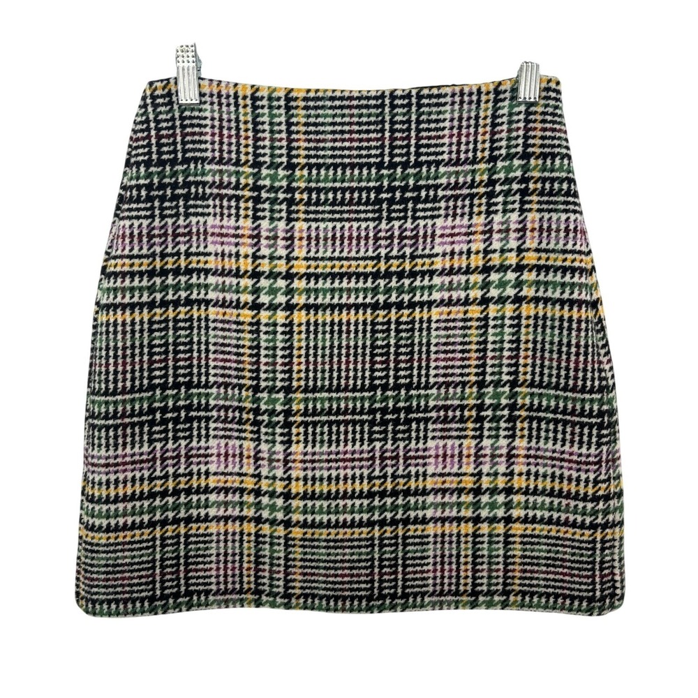 LOFT Petites Plaid Mini Skirt Multicolor Tweed Wool Blend Academia Fall size 0P